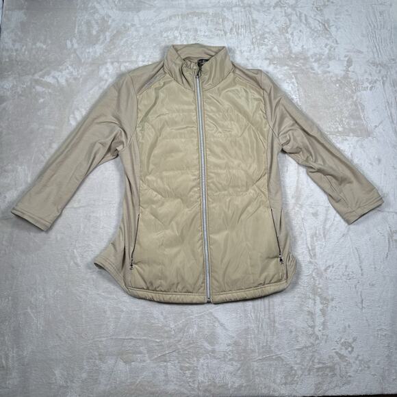 RLX Ralph Lauren Cool Wool Hybrid Golf Full Zip Jacket Beige Women’s Size XL - Picture 1 of 10